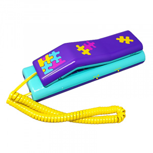 1980s Gorgeous Swatch Twin Phone "Puzzle" With The Original Box. Memphis Style