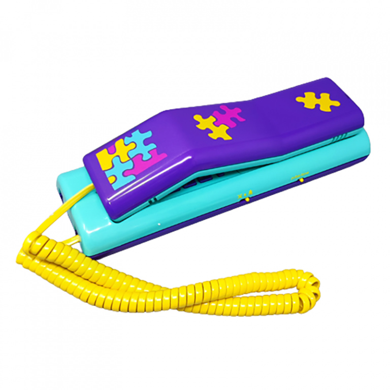 1980s Gorgeous Swatch Twin Phone "Puzzle" With The Original Box. Memphis Style