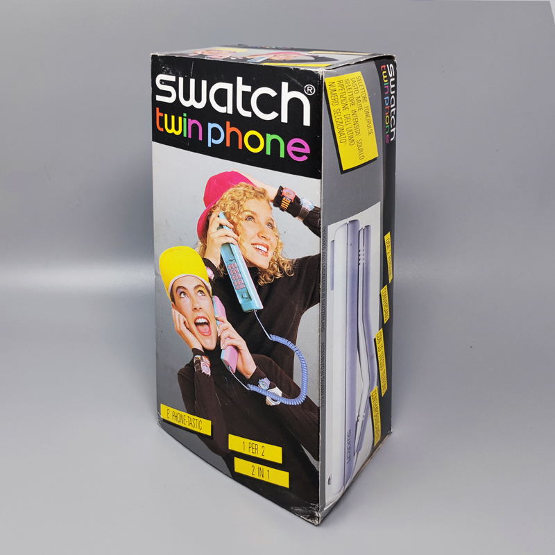 1980s Gorgeous Swatch Twin Phone "Puzzle" With The Original Box. Memphis Style