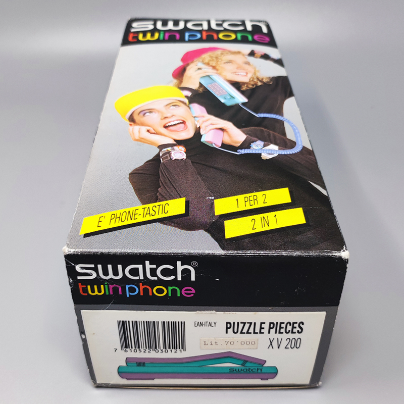 1980s Gorgeous Swatch Twin Phone "Puzzle" With The Original Box. Memphis Style