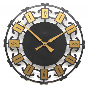 Fine Sunburst Brutalist Wall Clock by Emes, 1960s