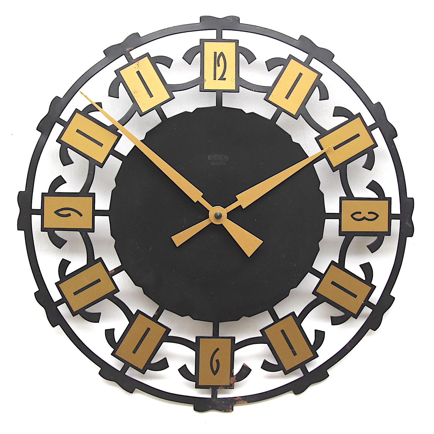 Fine Sunburst Brutalist Wall Clock by Emes, 1960s