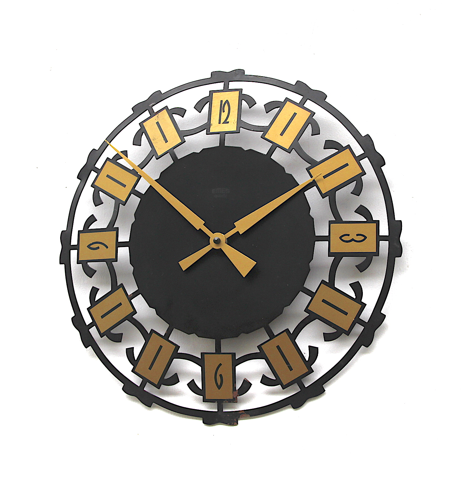 Fine Sunburst Brutalist Wall Clock by Emes, 1960s