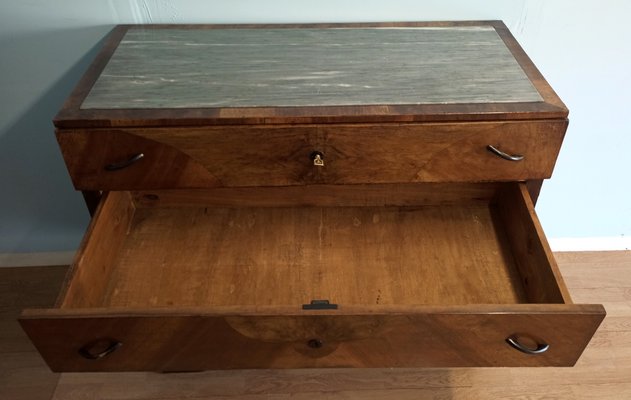 Art Deco chest of drawers in walnut, Italy