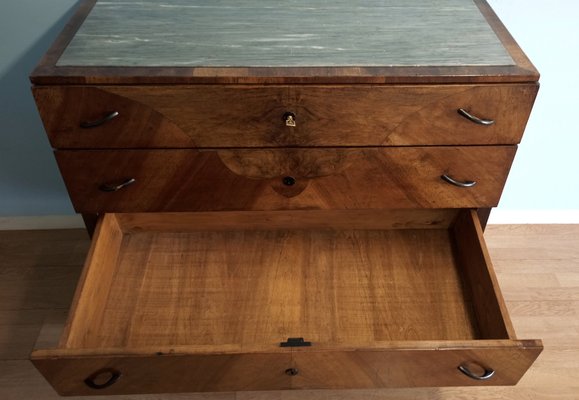 Art Deco chest of drawers in walnut, Italy