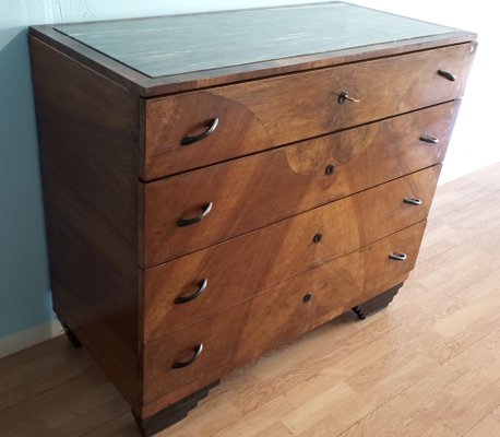 Art Deco chest of drawers in walnut, Italy