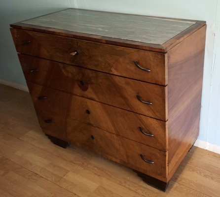 Art Deco chest of drawers in walnut, Italy