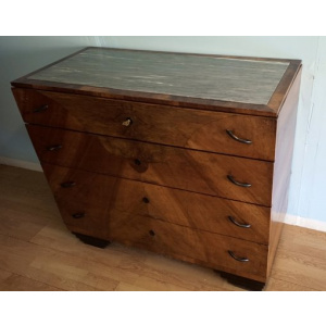 Art Deco chest of drawers in walnut, Italy