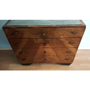 Art Deco chest of drawers in walnut, Italy