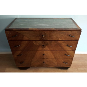 Art Deco chest of drawers in walnut, Italy