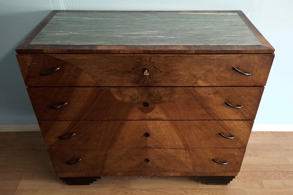 Art Deco chest of drawers in walnut, Italy