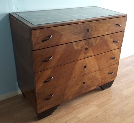 Art Deco chest of drawers in walnut, Italy