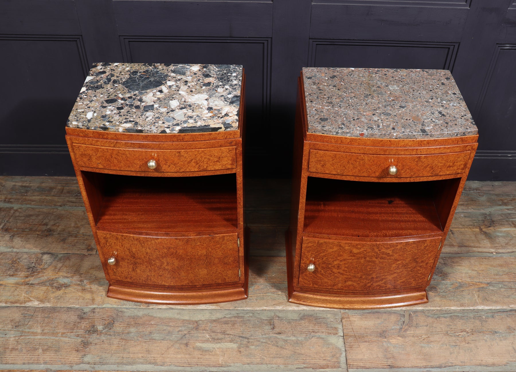 Art Deco Bedside Cabinets In Amboyna