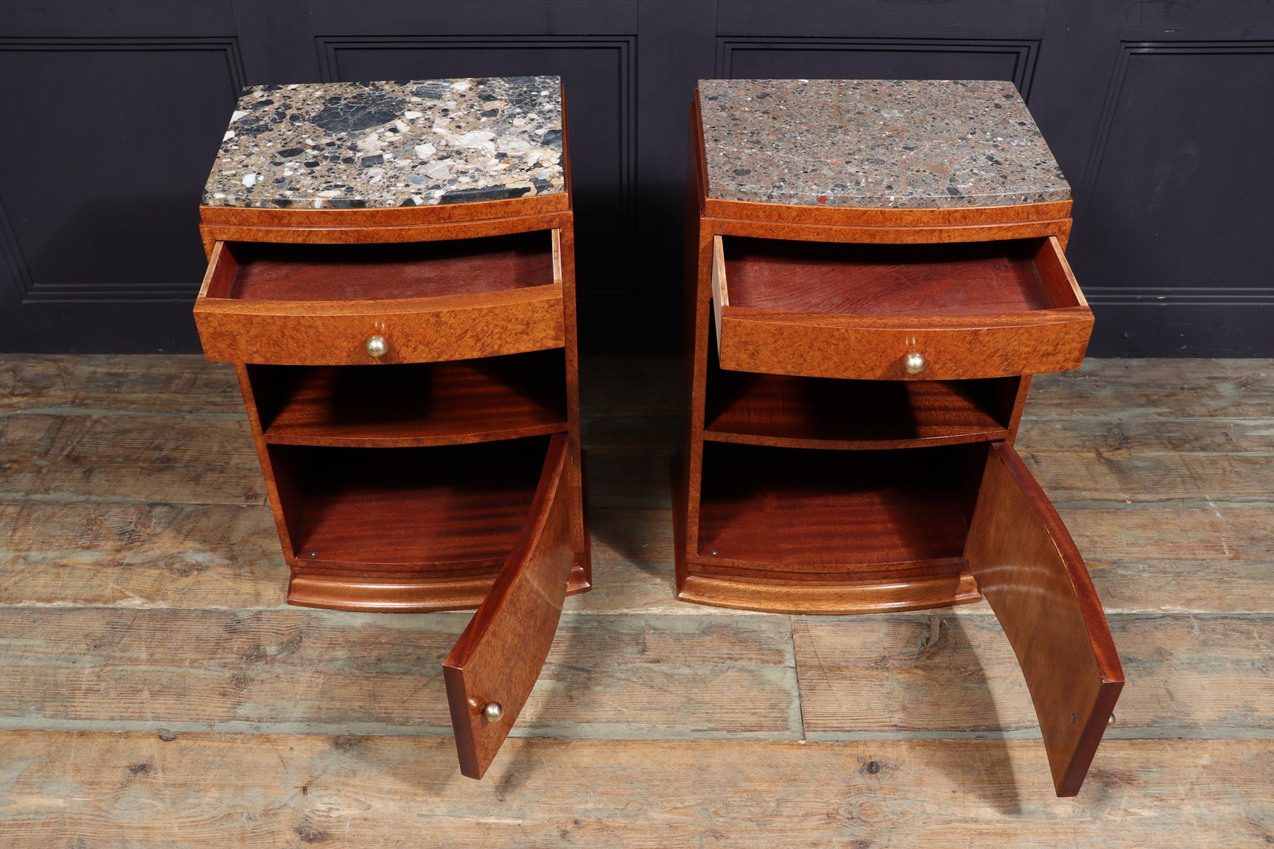 Art Deco Bedside Cabinets In Amboyna