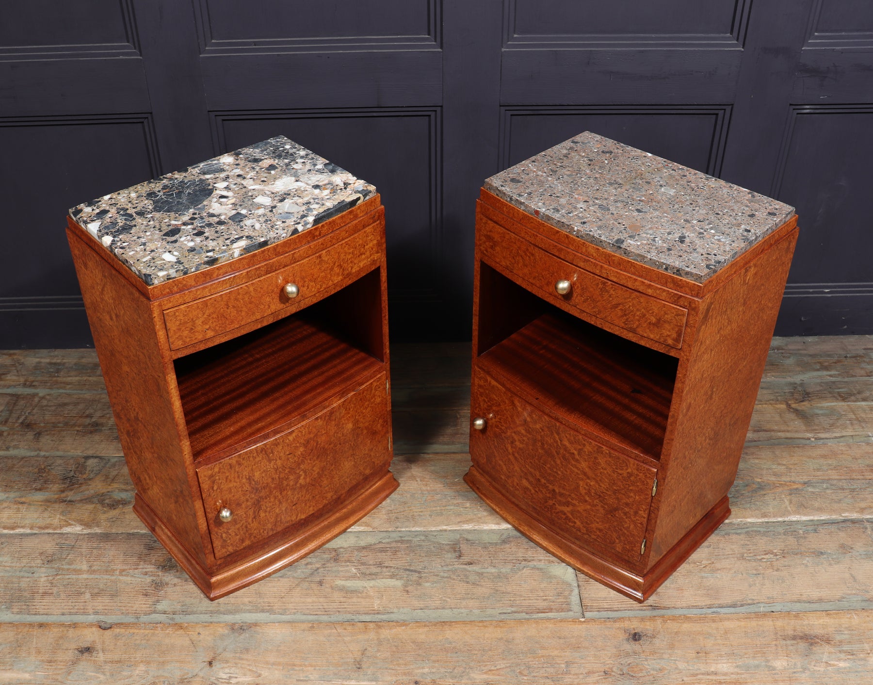 Art Deco Bedside Cabinets In Amboyna