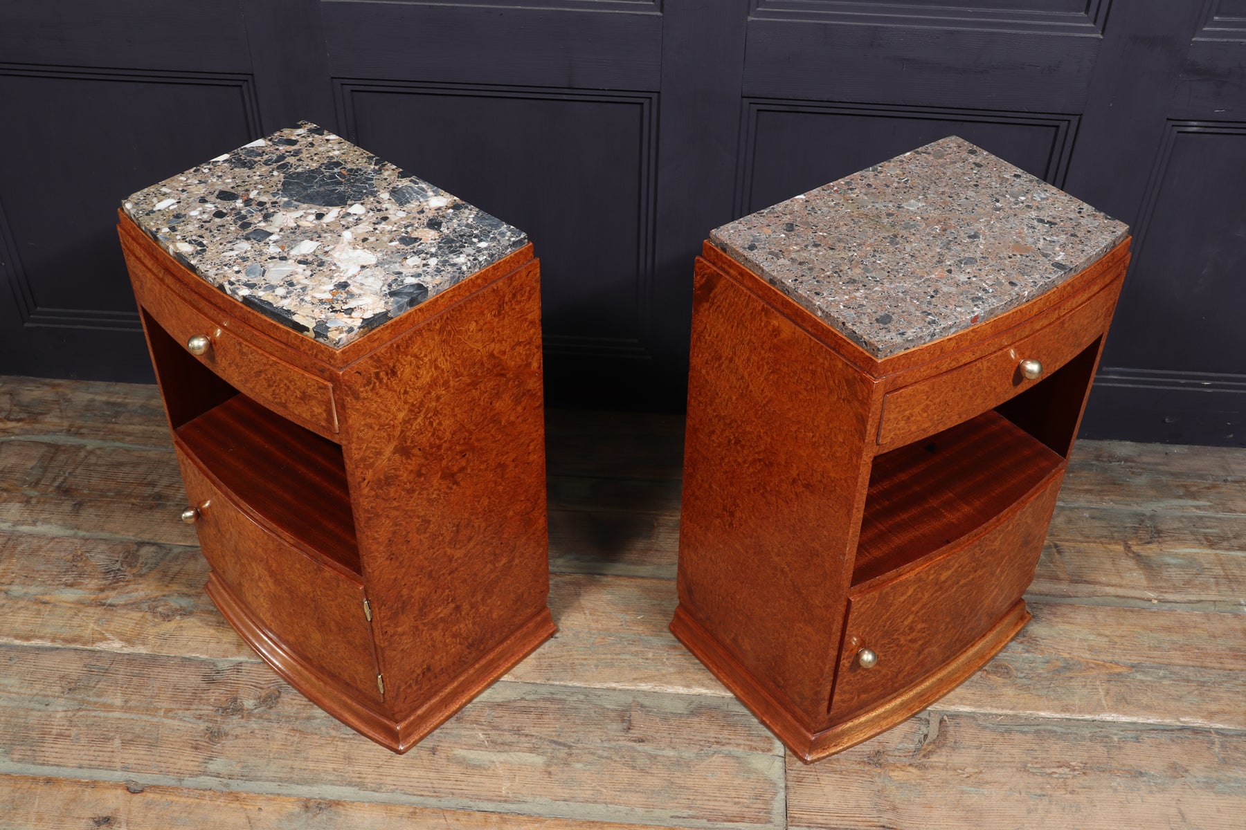 Art Deco Bedside Cabinets In Amboyna