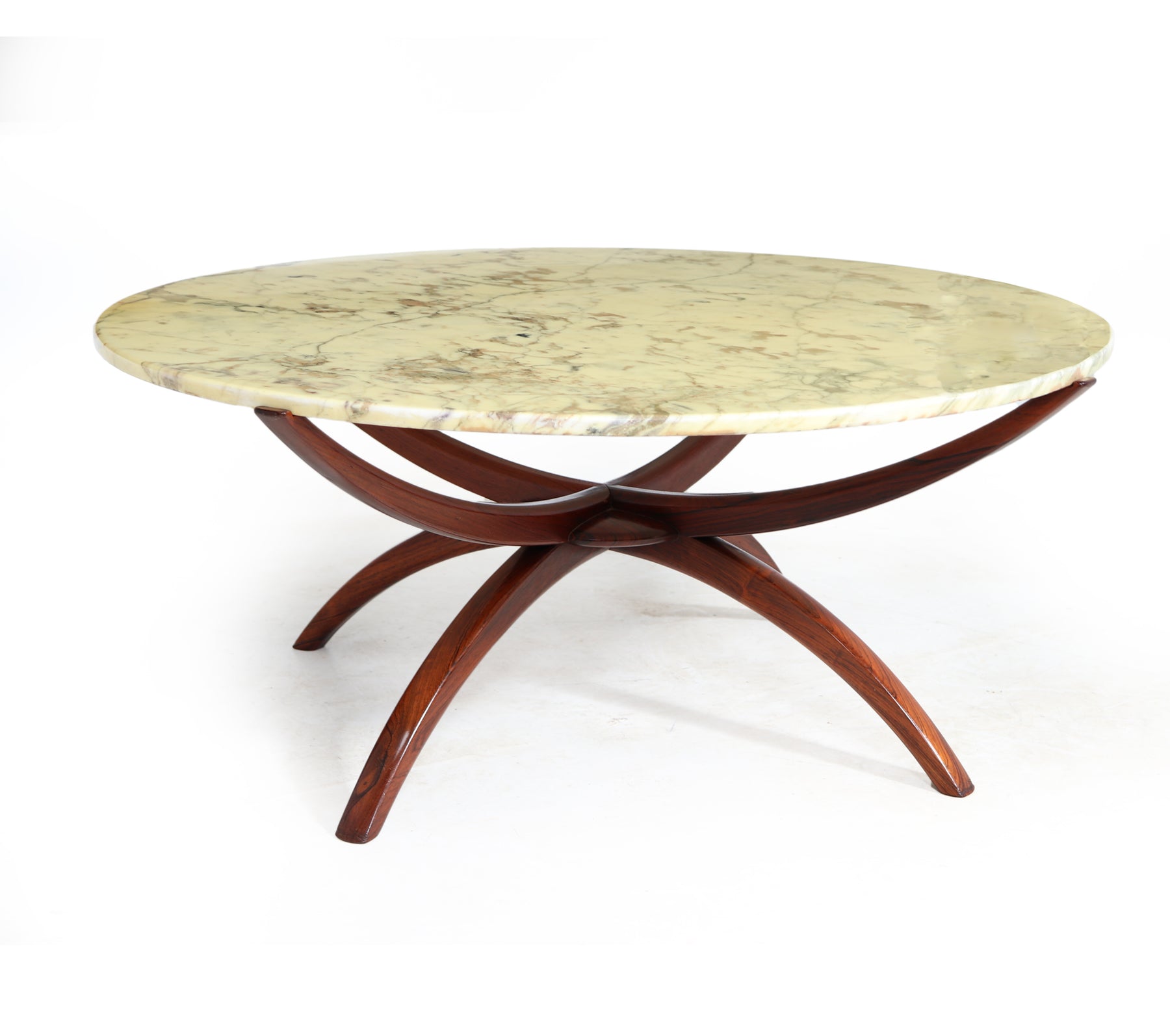 Swedish Mid Century Rosewood & Marble Spider Coffee Table