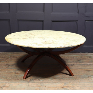 Swedish Mid Century Rosewood & Marble Spider Coffee Table