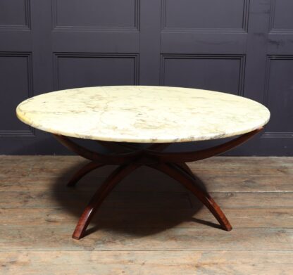 Swedish Mid Century Rosewood & Marble Spider Coffee Table - Image 3