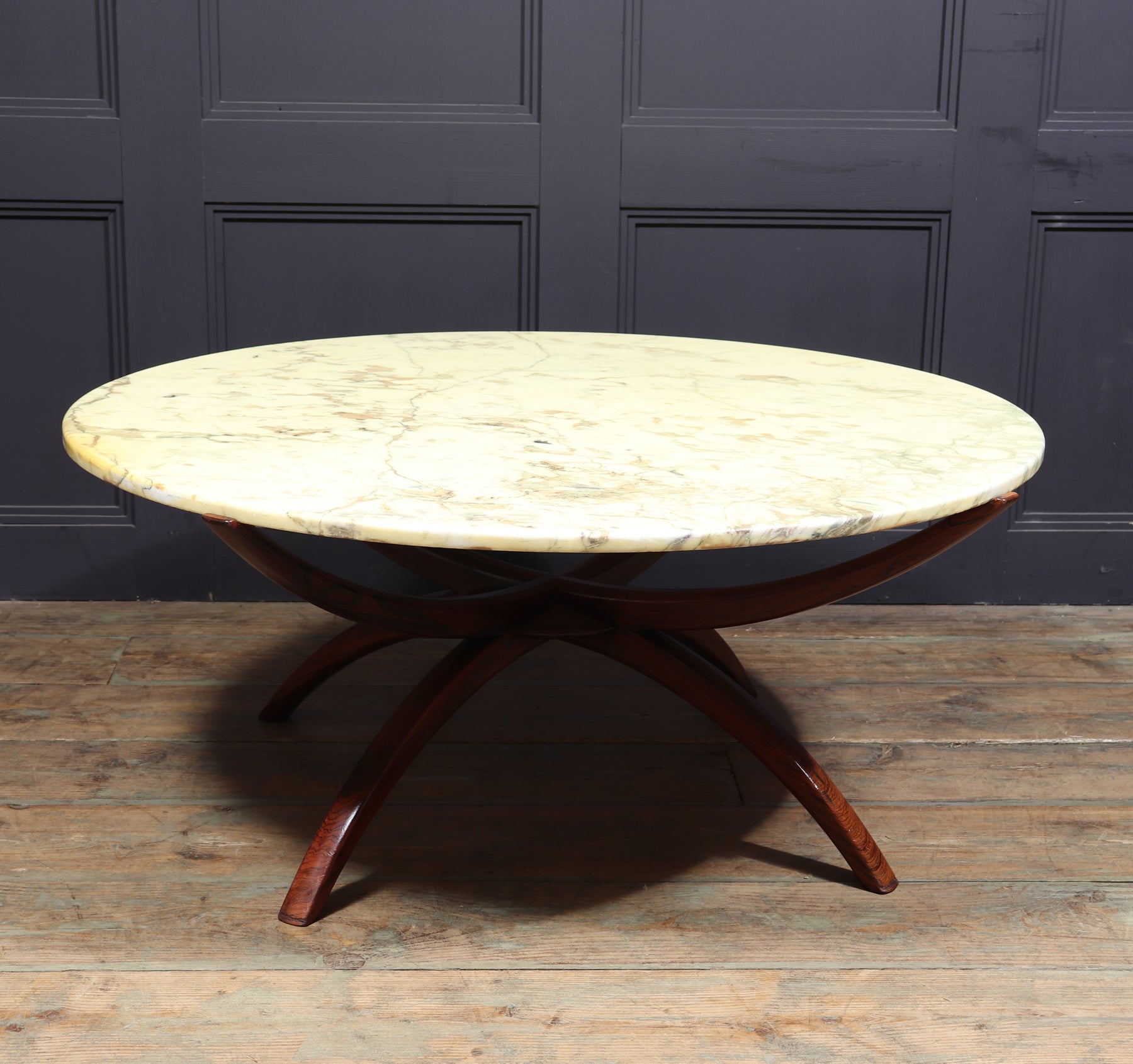 Swedish Mid Century Rosewood & Marble Spider Coffee Table