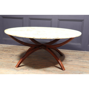 Swedish Mid Century Rosewood & Marble Spider Coffee Table