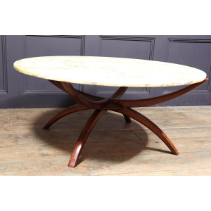 Swedish Mid Century Rosewood & Marble Spider Coffee Table