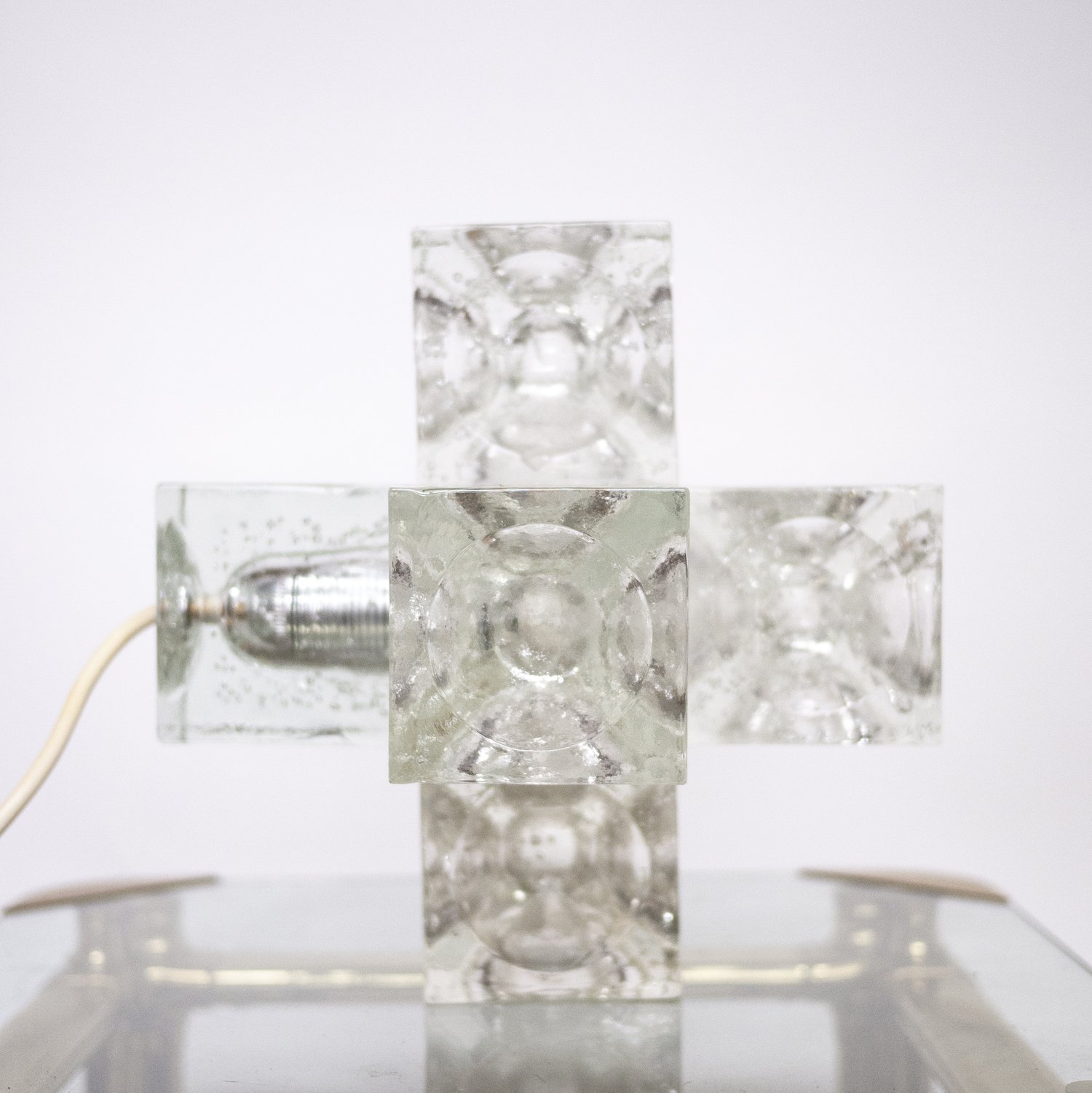 Italian Sculptural Murano Glass Cube By Albano Poli For Poliarte, 1970s