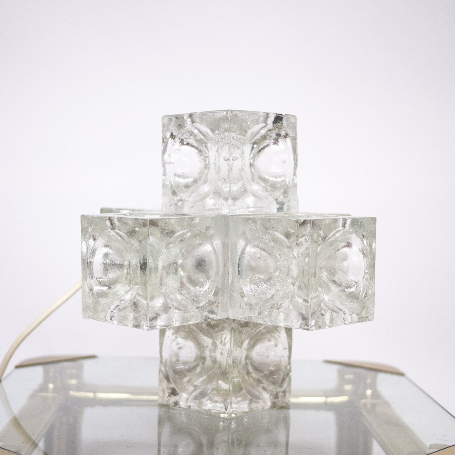 Italian Sculptural Murano Glass Cube By Albano Poli For Poliarte, 1970s