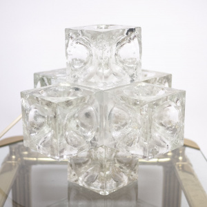 Italian Sculptural Murano Glass Cube By Albano Poli For Poliarte, 1970s