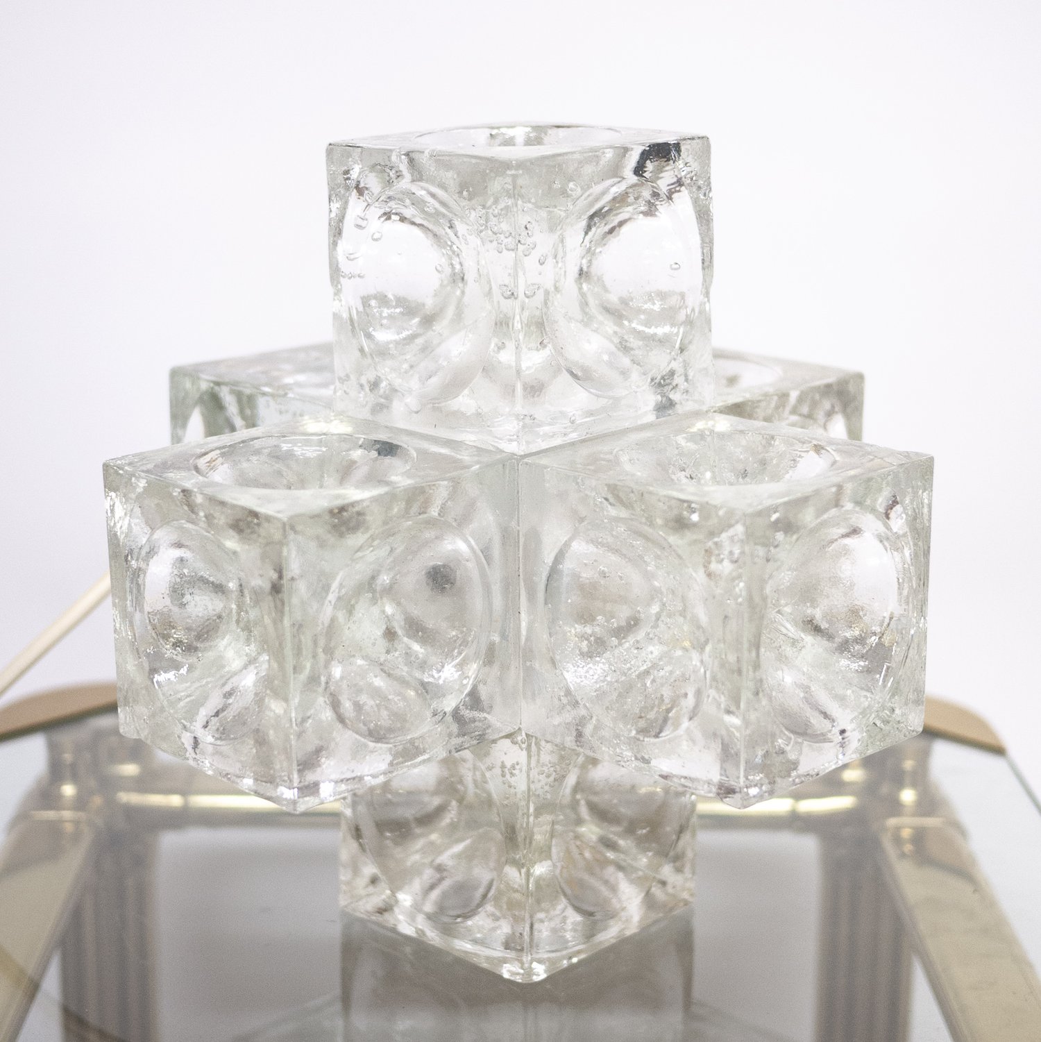 Italian Sculptural Murano Glass Cube By Albano Poli For Poliarte, 1970s