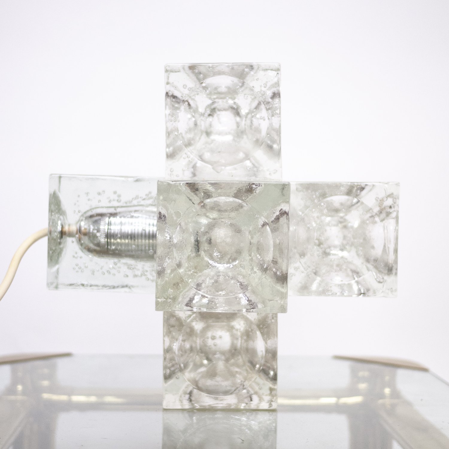 Italian Sculptural Murano Glass Cube By Albano Poli For Poliarte, 1970s