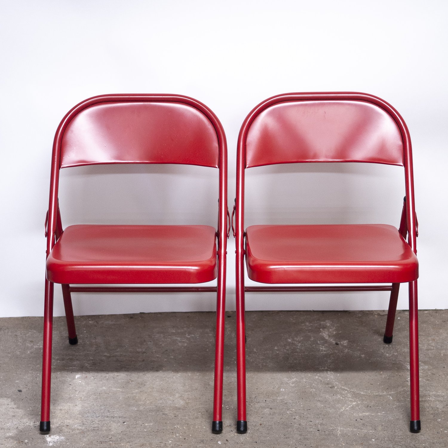 Folding Red Metal Chairs, 1980s