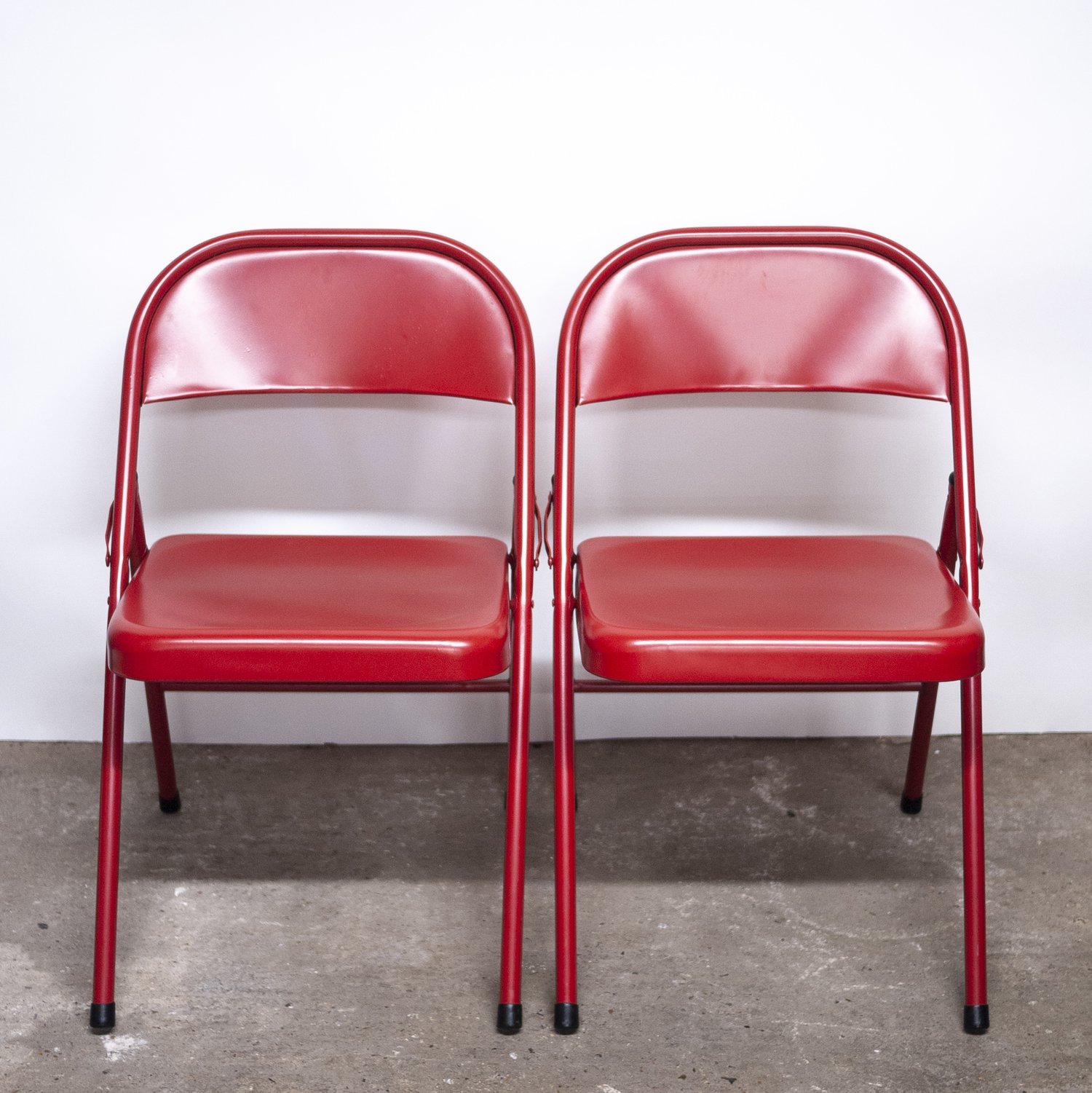 Folding Red Metal Chairs, 1980s