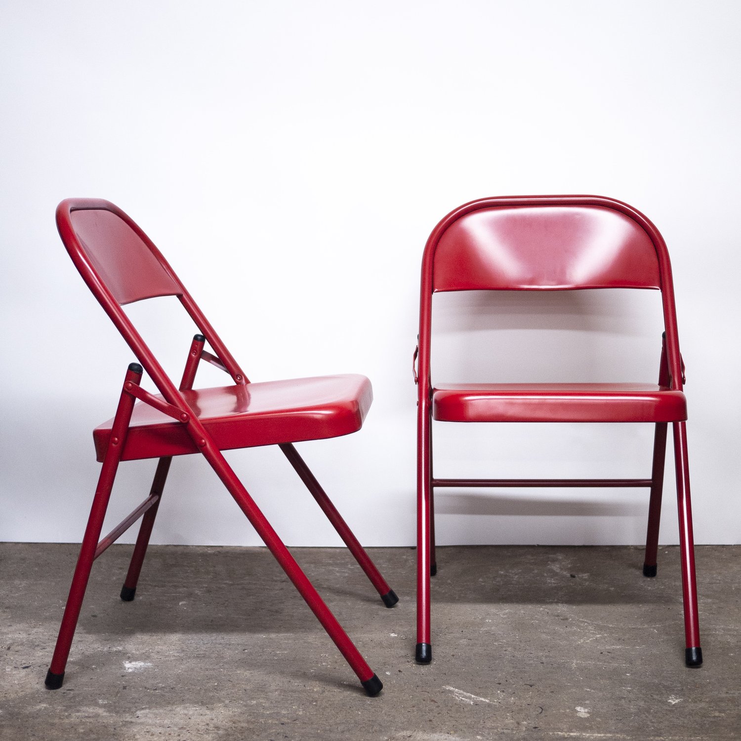 Folding Red Metal Chairs, 1980s