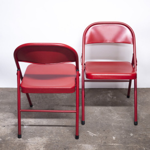 Folding Red Metal Chairs, 1980s