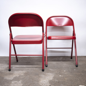 Folding Red Metal Chairs, 1980s