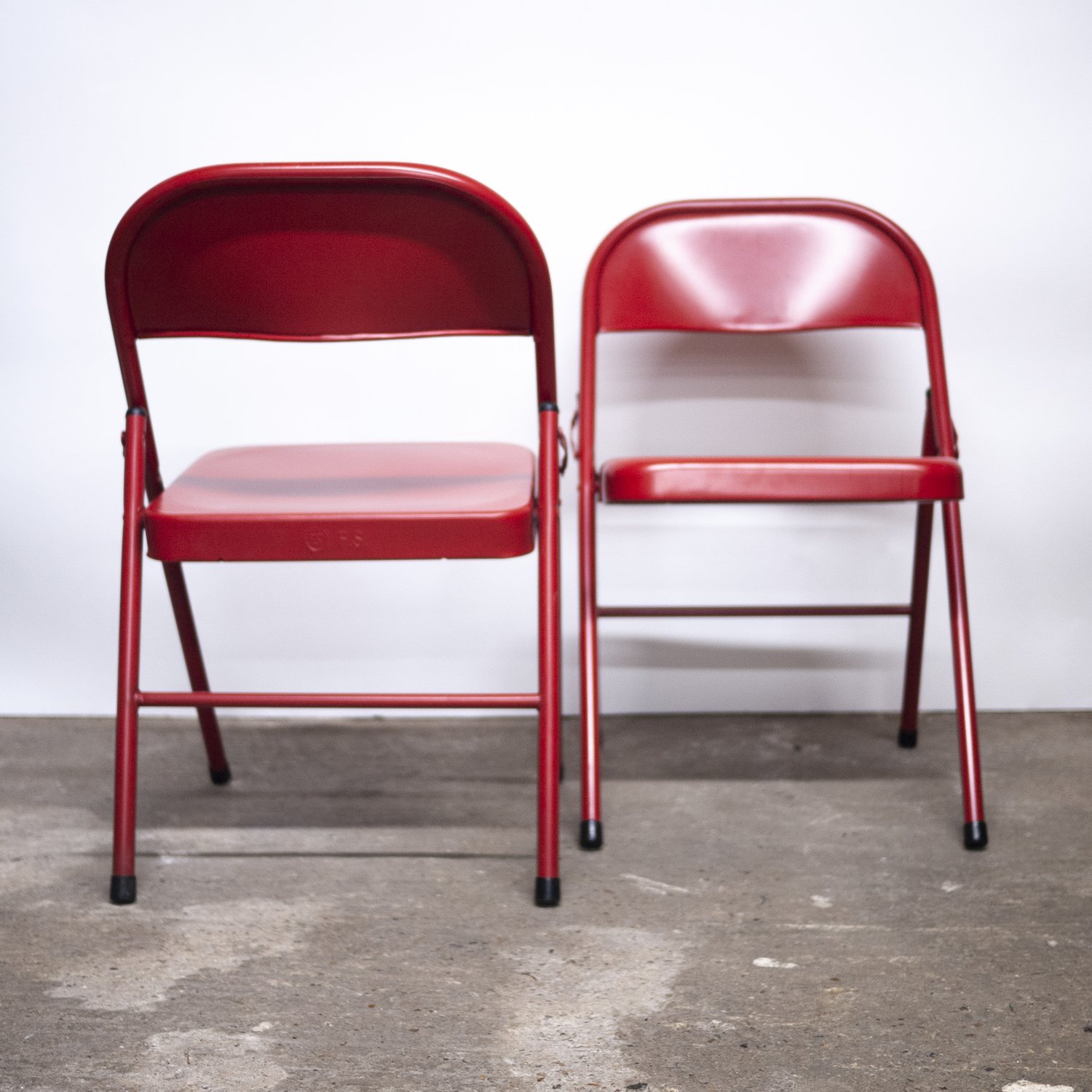 Folding Red Metal Chairs, 1980s