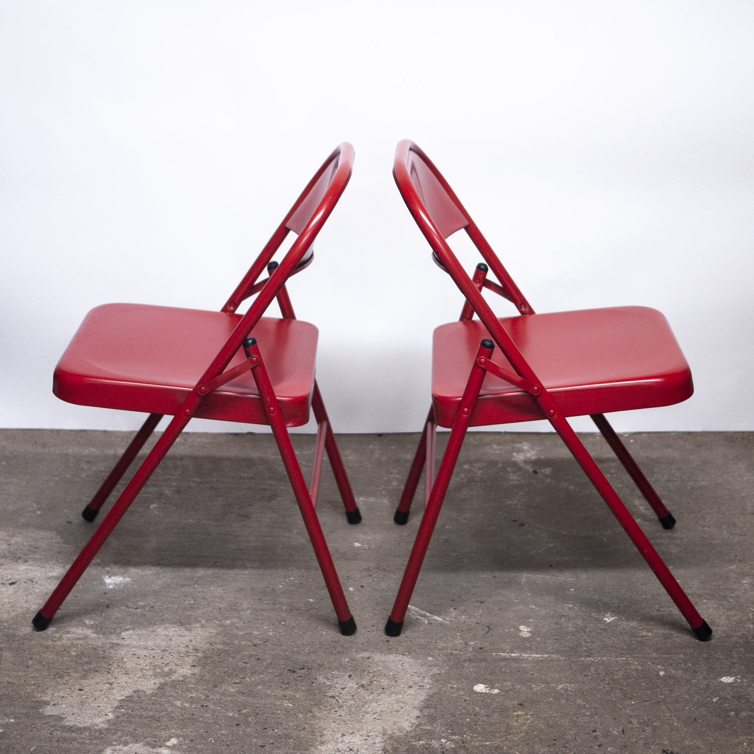 Folding Red Metal Chairs, 1980s