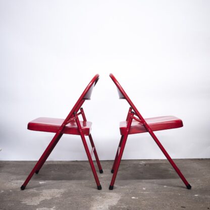 Folding Red Metal Chairs, 1980s - Image 2