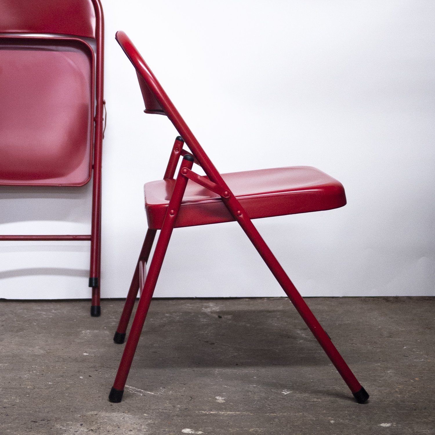 Folding Red Metal Chairs, 1980s