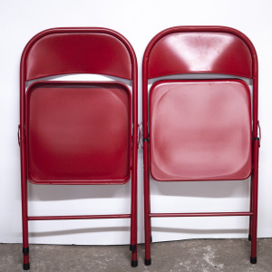 Folding Red Metal Chairs, 1980s
