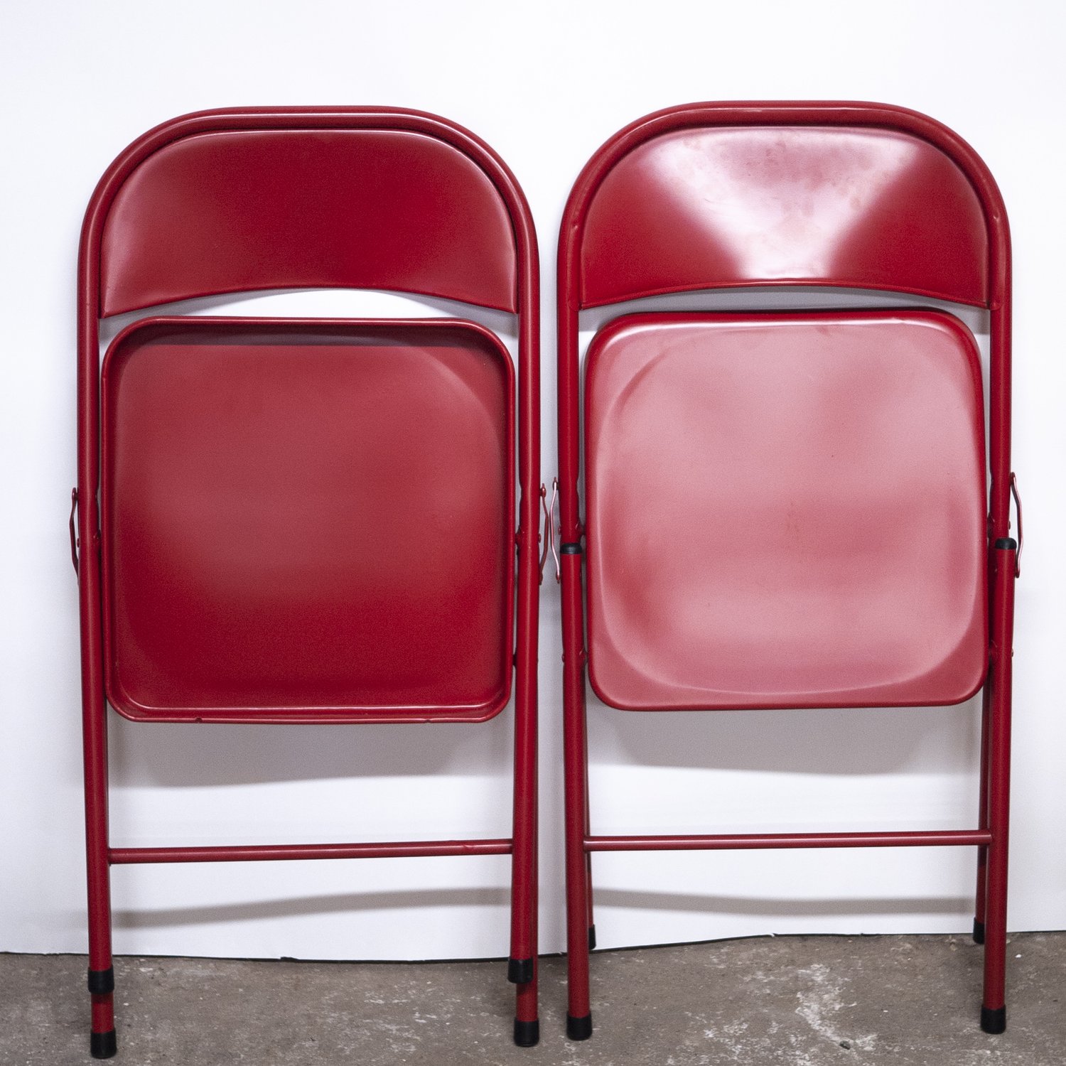 Folding Red Metal Chairs, 1980s