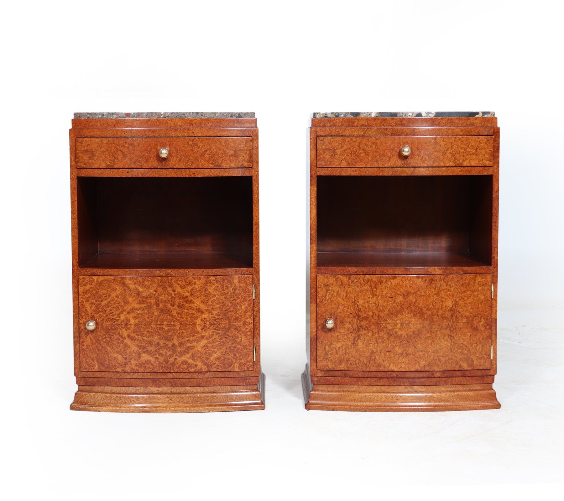 Art Deco Bedside Cabinets In Amboyna