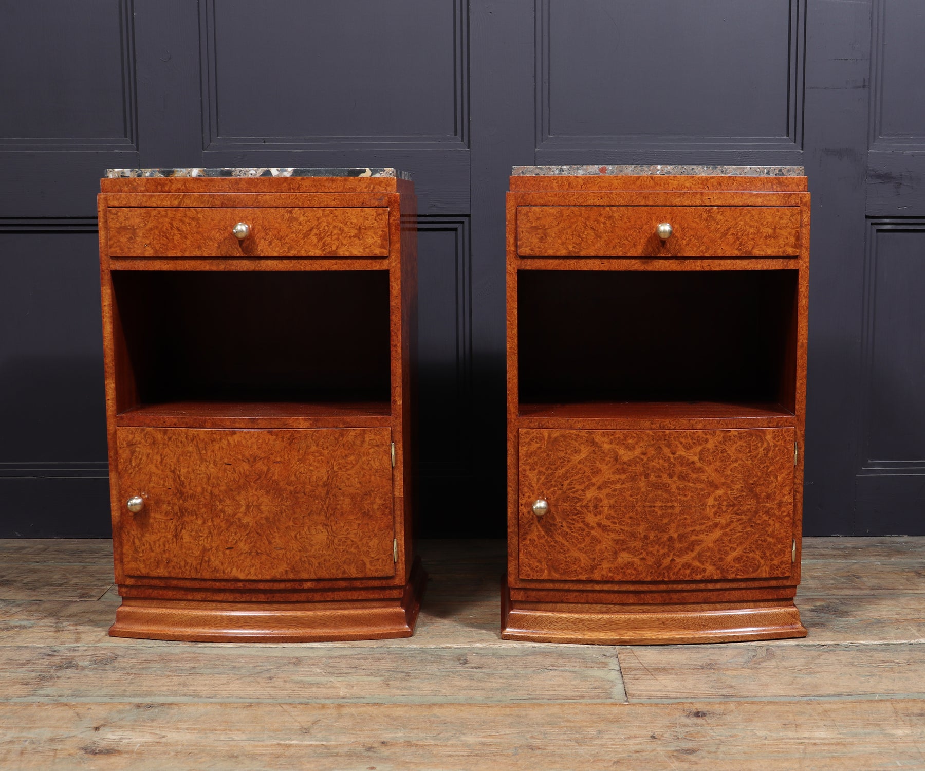 Art Deco Bedside Cabinets In Amboyna