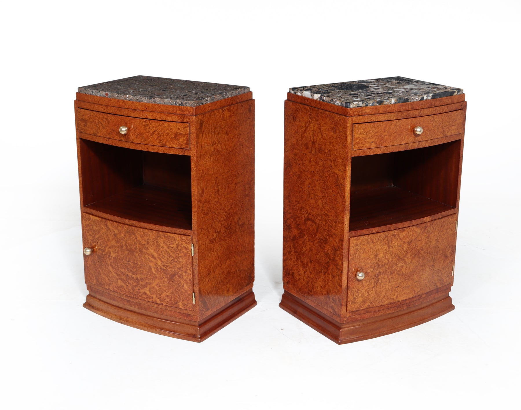 Art Deco Bedside Cabinets In Amboyna