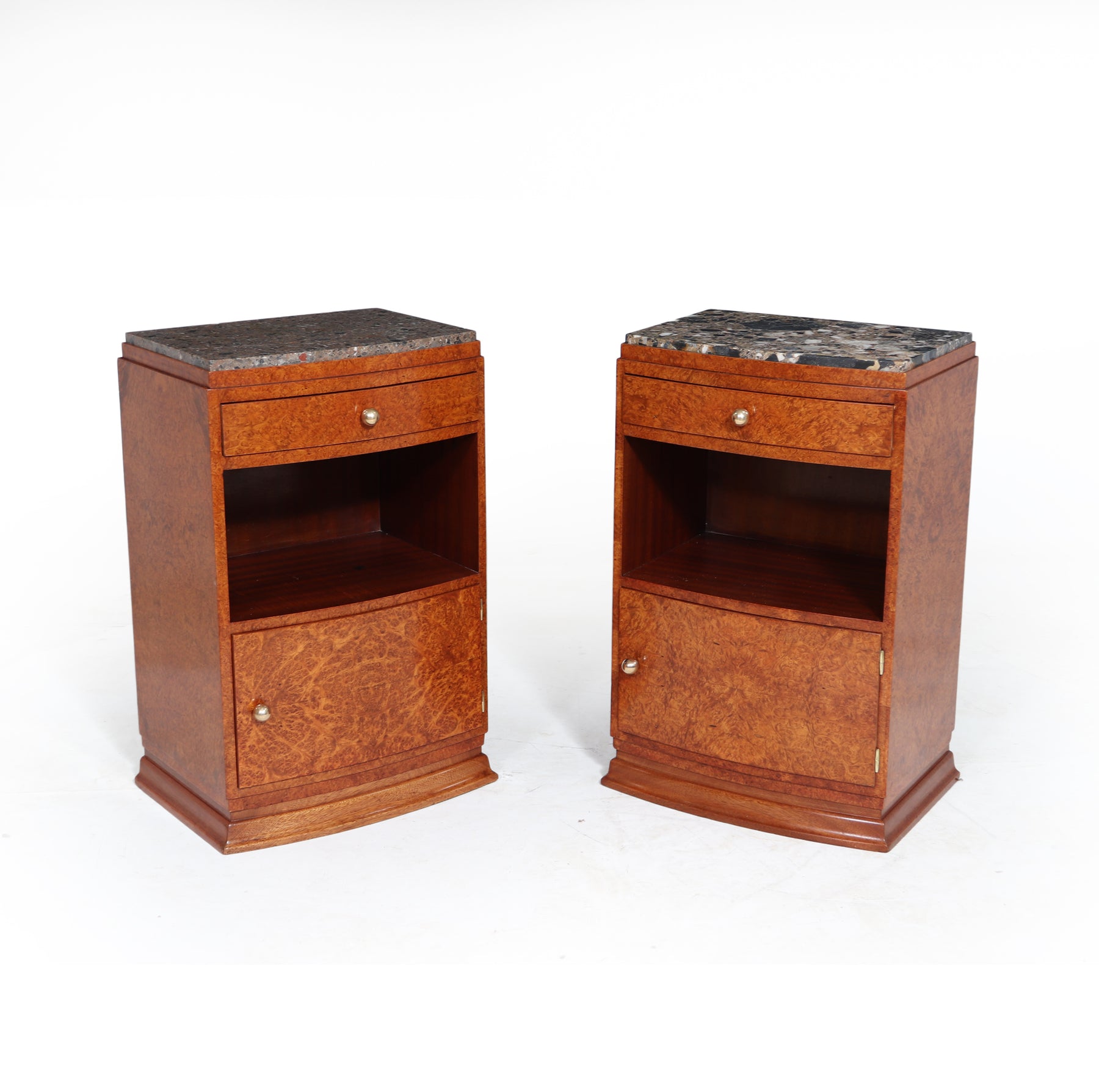 Art Deco Bedside Cabinets In Amboyna