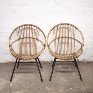 Mid-Century Bamboo & Metal Chair By Rohe Noordwolde, 1960s, Set of 2