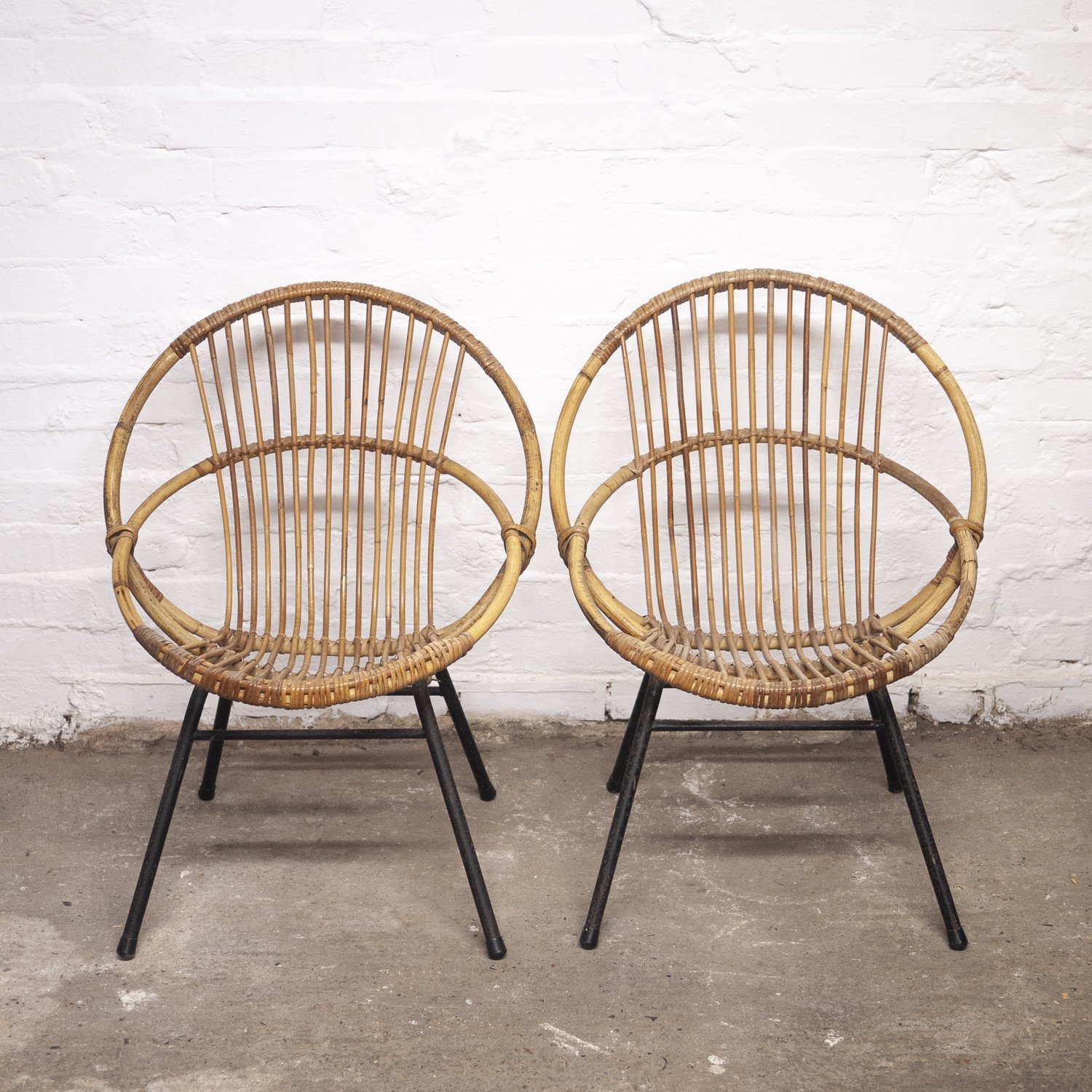 Mid-Century Bamboo & Metal Chair By Rohe Noordwolde, 1960s, Set of 2