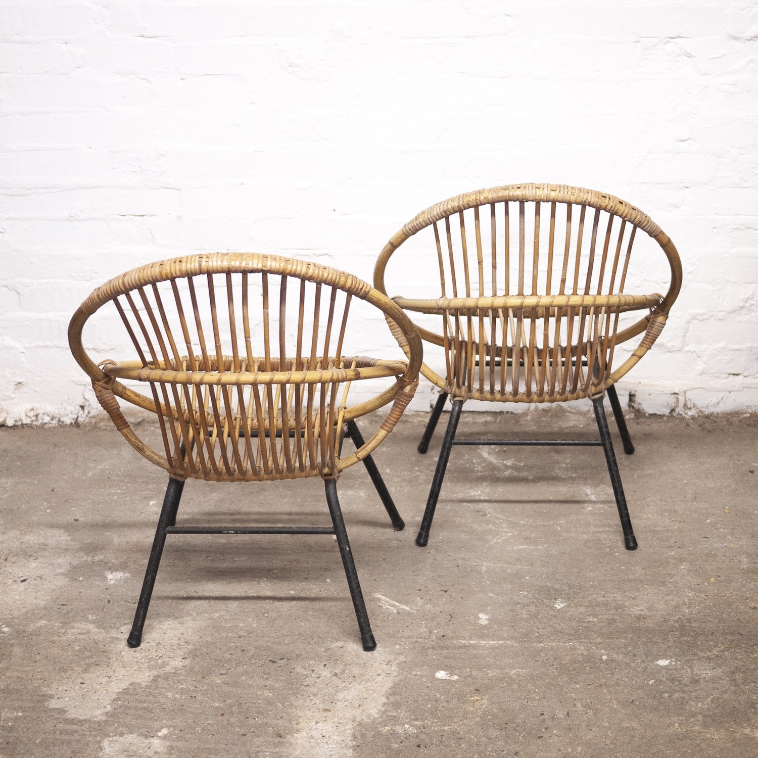 Mid-Century Bamboo & Metal Chair By Rohe Noordwolde, 1960s, Set of 2