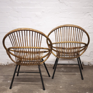 Mid-Century Bamboo & Metal Chair By Rohe Noordwolde, 1960s, Set of 2